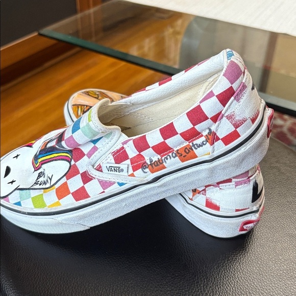 VANS “BAD BUNNY “🐰 Colorful Slip-On Sneakers with Cartoon Design size 7.5 women - Picture 7 of 7